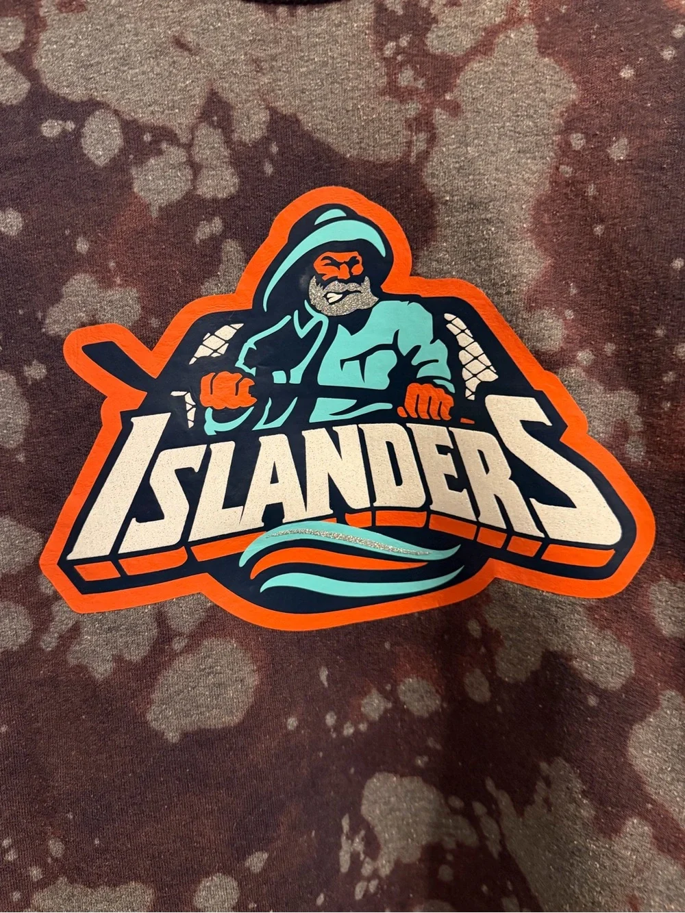 New York Islanders Bleached Cropped Sweatshirt Fisherman Logo Distressed Y2K_3